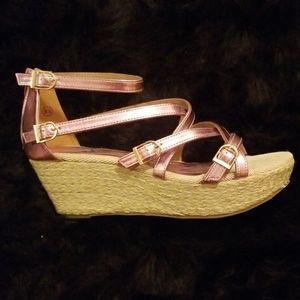 C. Label pink metallic sandals